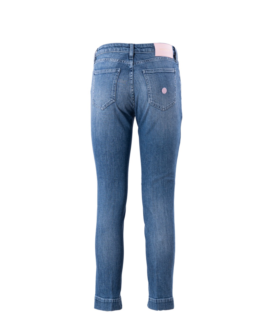 shop DON THE FULLER  Jeans: Don The Fuller denim "Bordeaux".
Slim fit.
Lavaggio blu medio chiaro.
Zip, bottone oro, salpa in pelle rosa, pallino rosa.
Composizione: 98% cotone organico 2% elastan riciclato.
Made in Italy.. BORDEAUX DTF-D number 2951568